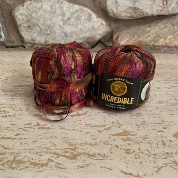 Lion Brand Incredible ribbon yarn in autumn leaves - Picture 1 of 8